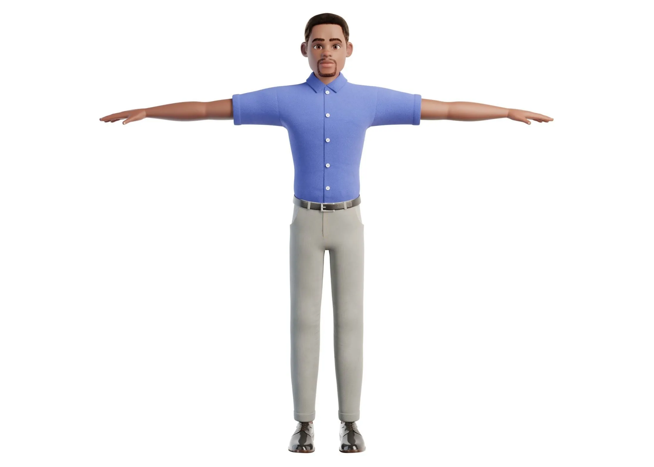 High-quality Cartoon Man Black 3D character rendering showcase